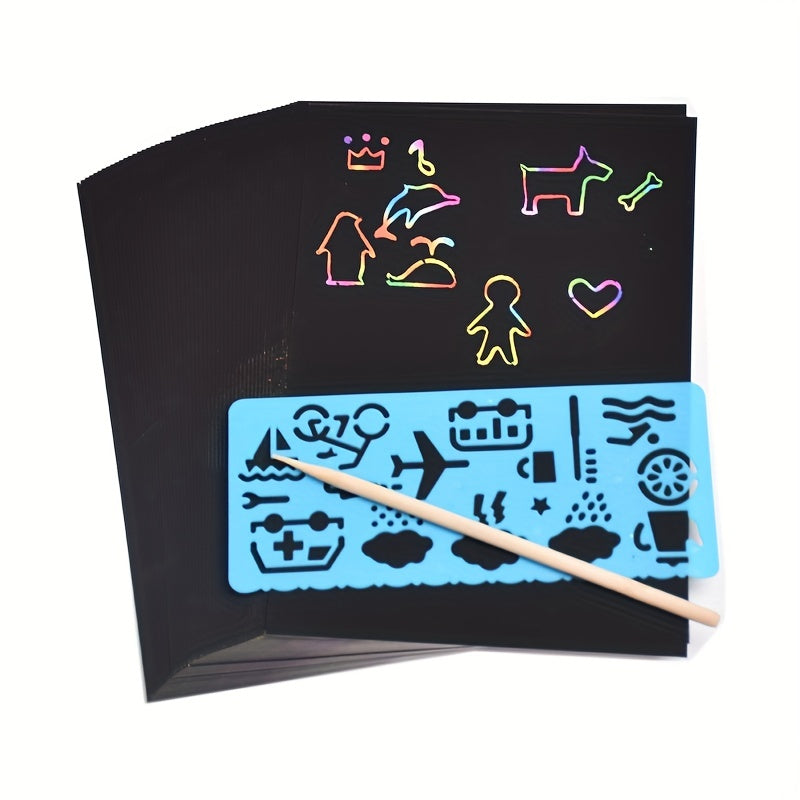 Magic Rainbow Scratch Paper Off Set Crafts Supplies for Kids