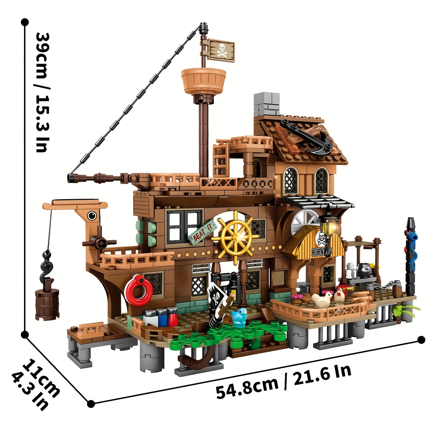 MESIONDY Pirate Building Set with Cannon, Sails & Chests