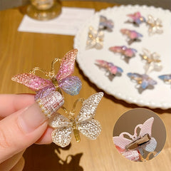 3pcs Butterfly Hair Clip Gradient Crackle Flaw Print Headwear
