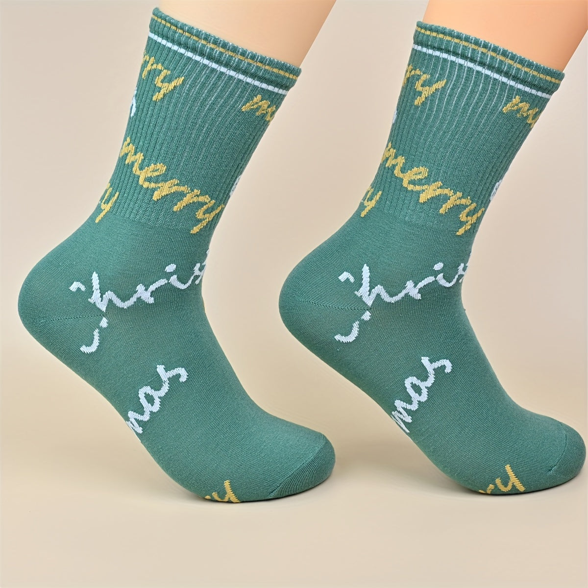 10 Pairs Christmas Print Socks Women's Mid Tube Stockings Hosiery