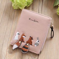 Zipper Small Wallet Women's Snap Button Wallet