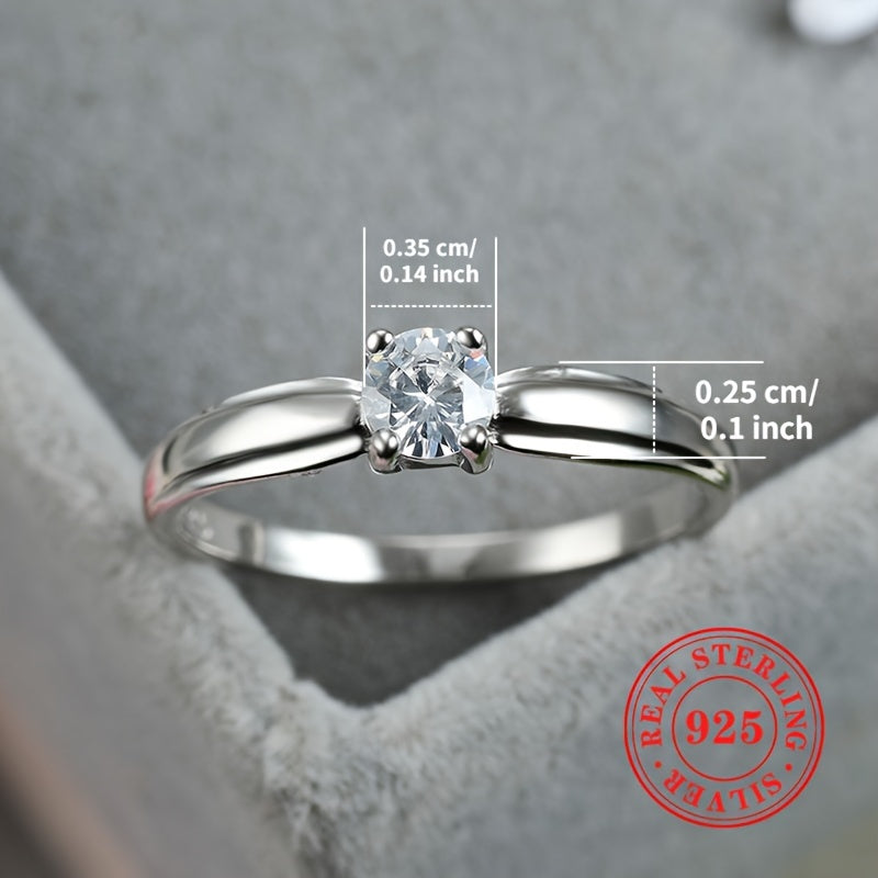 925 Silver Engagement Ring with Zirconia Stone