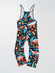 Boho Plant Print Spaghetti Strap Jumpsuit V Neck