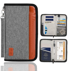 Family Passport Holder RFID Blocking Travel Wallet Organizer With Zipper