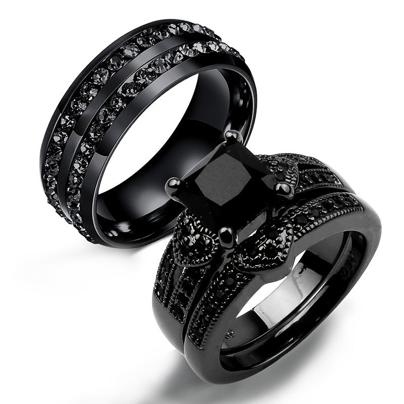Golden Filled Double Row Diamond Couple Ring