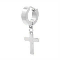 Stainless Steel Cross Drop Earrings