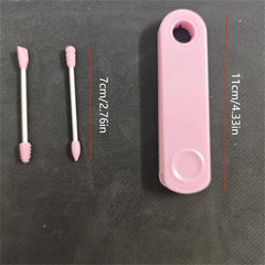 Silicone Cotton Swab Double Tip With Case for Cleaning & Makeup