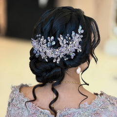 Vintage Bridal Headband with Rhinestones & Floral Accents for Weddings