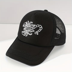 Scorpion Embroidery Trucker Hat Adjustable Baseball Cap