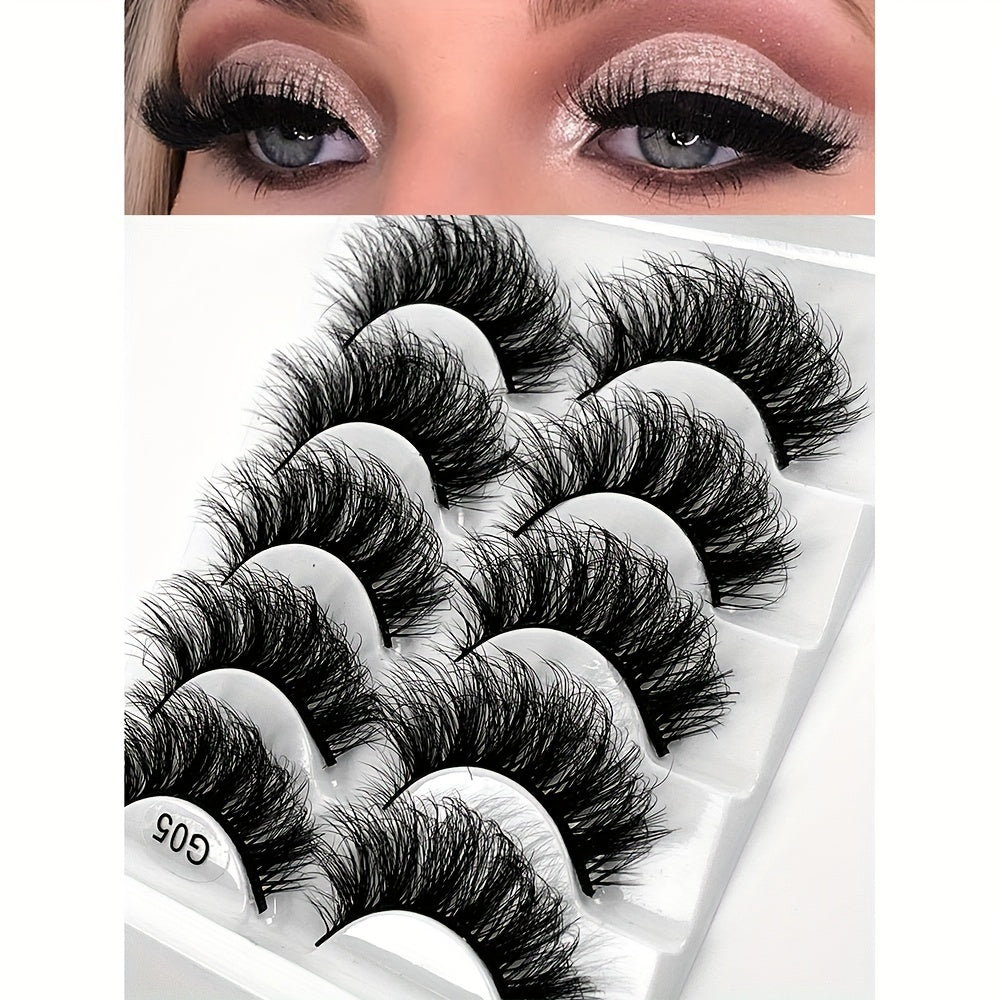 5 Pairs 8D Faux Mink Lashes Thick Volume Fluffy False Eyelashes