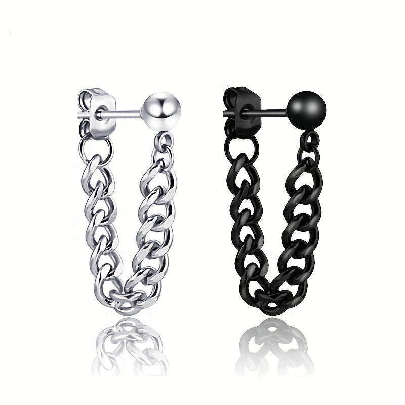 Men's Silver Stud Earrings Small Steel Ball Stainless Steel