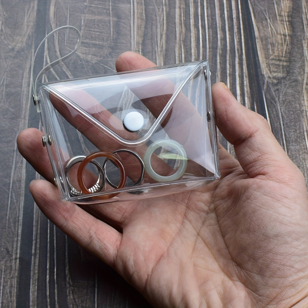 Small Transparent Plastic Snap Coin Purse Multifunctional Wallet