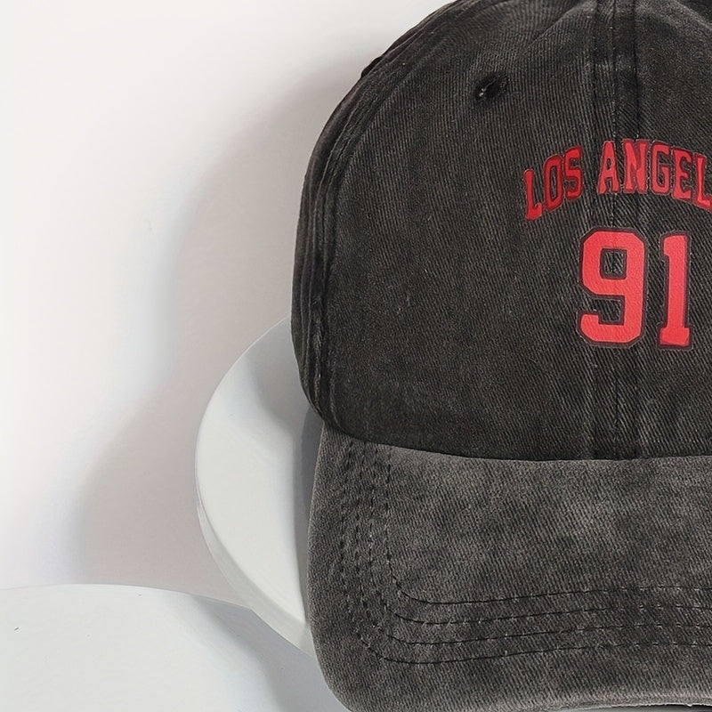 Los Angeles 91 Baseball Cap Washed Distressed Unisex Dad Hat