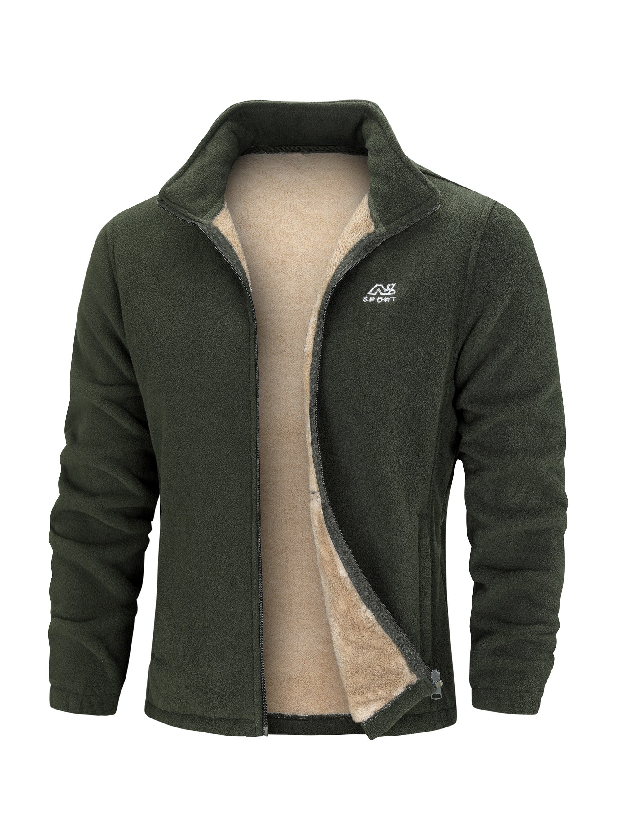 Casual Fleece Jacket Men's Comfortable Zip Up Coat For Winter