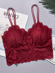 2pcs Lace Wireless Bras Comfy Scallop Trim Women's Lingerie