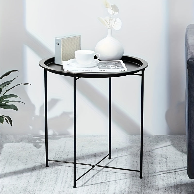 Foldable Round Tray Table for Flower Pots Books Ornaments