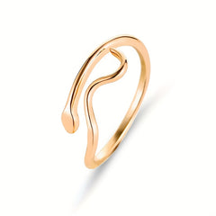 Heart Wave Cuff Ring with Rhinestone Inlay