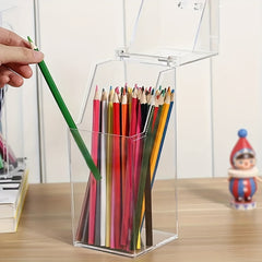 Transparent Pen Case With Lid Stationery Storage Box Mask Storage Box