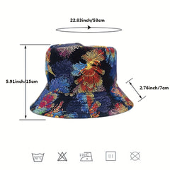 Coral Print Reversible Bucket Hat Cotton Basin Hat for Men Women