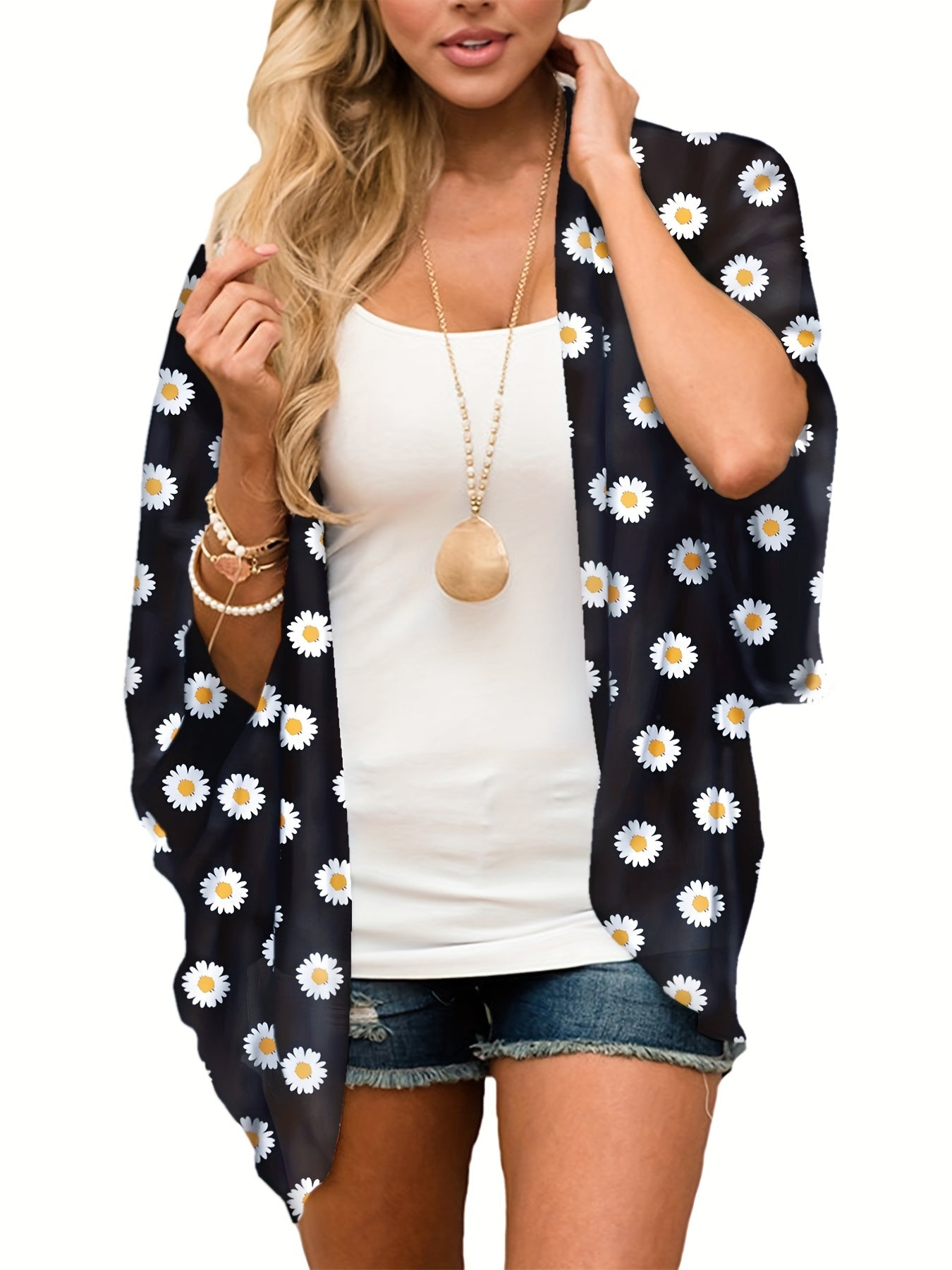  Women's Floral Print Open Front Cardigan