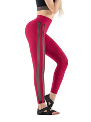 High Waisted Mesh Stripe Fitness Leggings