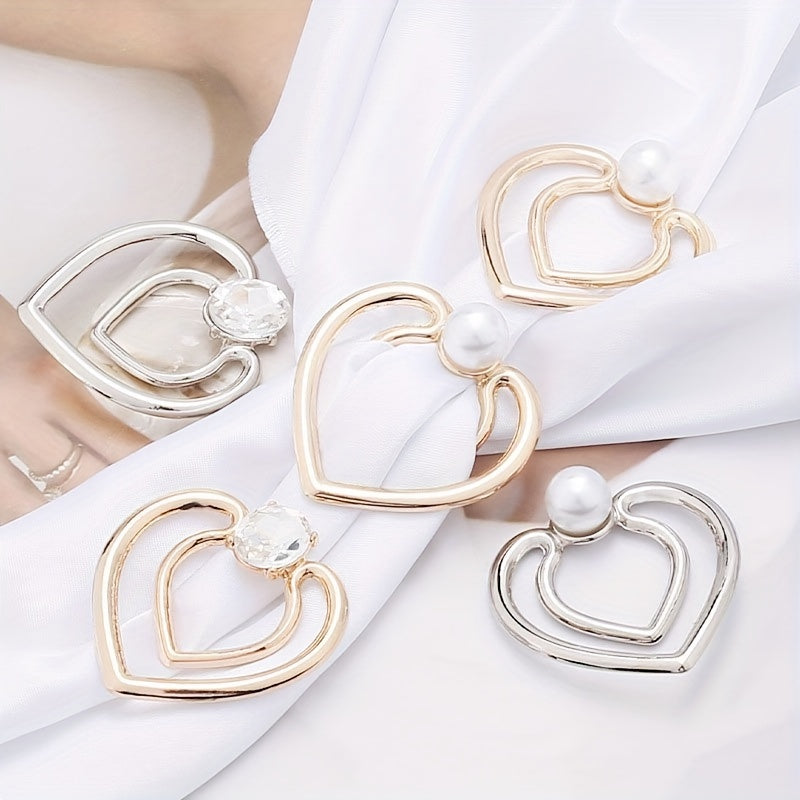 Heart Shape Scarf Buckle Faux Pearls Clothings Accessories