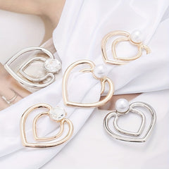 Heart Shape Scarf Buckle Faux Pearls Clothings Accessories