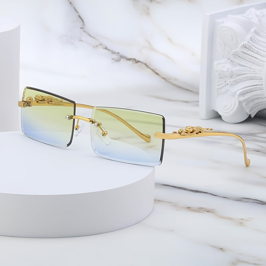 Leopard Temple Square Frame Sunscreen Sunglasses Men Women