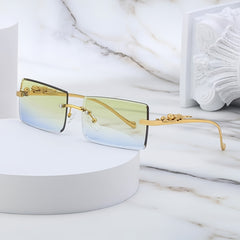 Leopard Temple Square Frame Sunscreen Sunglasses Men Women