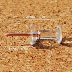 20pcs Transparent Steel Pointed Nails for Cork Board Wall Fabric Boards