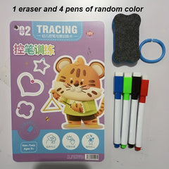 Preschool Tracing Workbook with Bear Illustrations and Whiteboard Pen