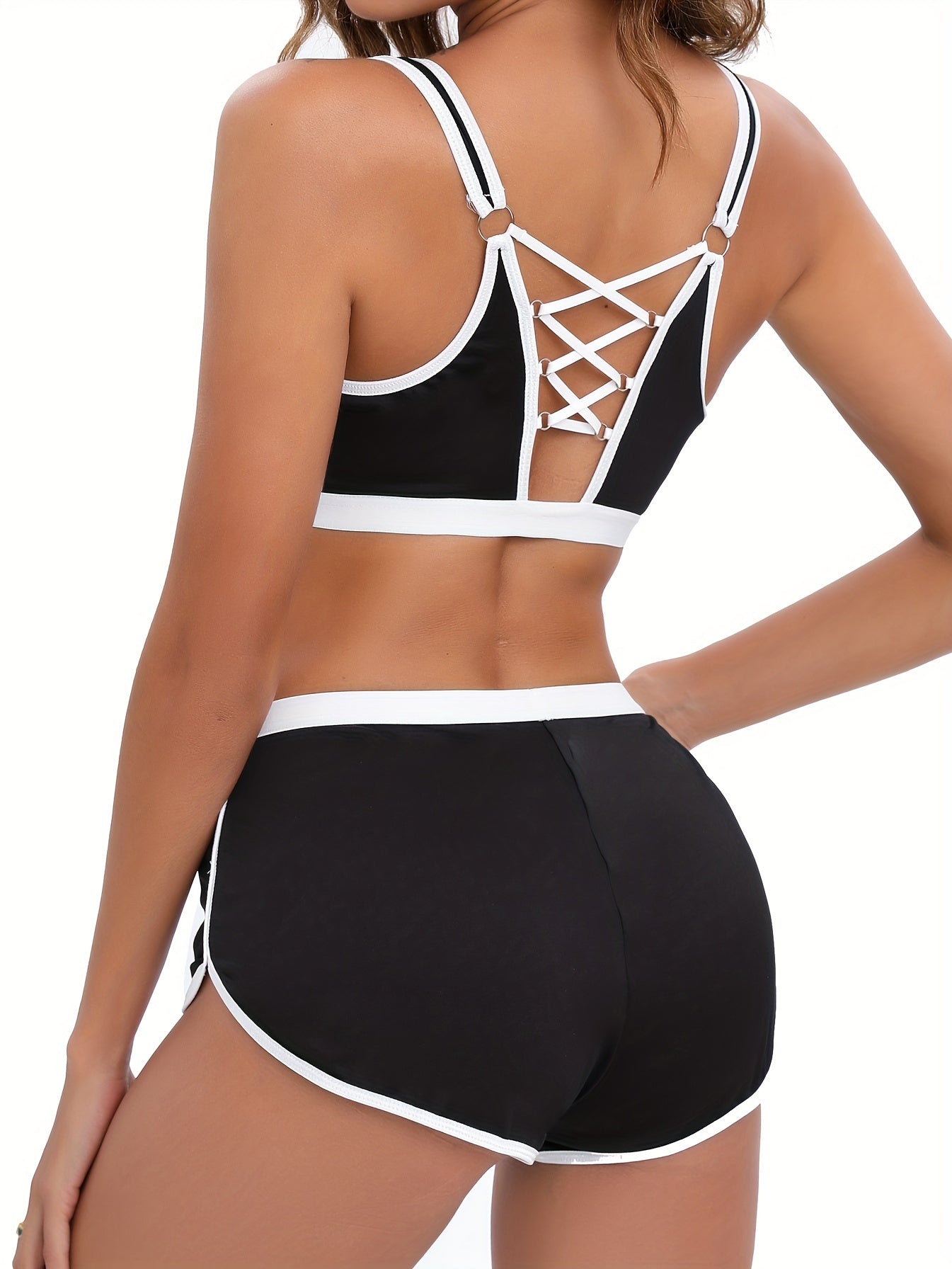 Colorblock Trim Bra & Panties Lingerie Set