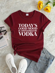 Graphic Sports T shirt Round Neck Short Sleeves Workout Tops Women's Active