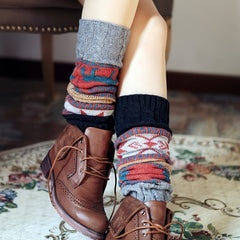 Winter Twist Snowflake Fawn Knee Socks Warm Leg Foot Covers