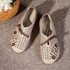 Women's Hollow Out Flat Shoes Flower Decor Slip On Casual Walking Flats