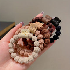 5pcs Plush Rabbit Hair Tie Ponytail Holder Hair Accessories