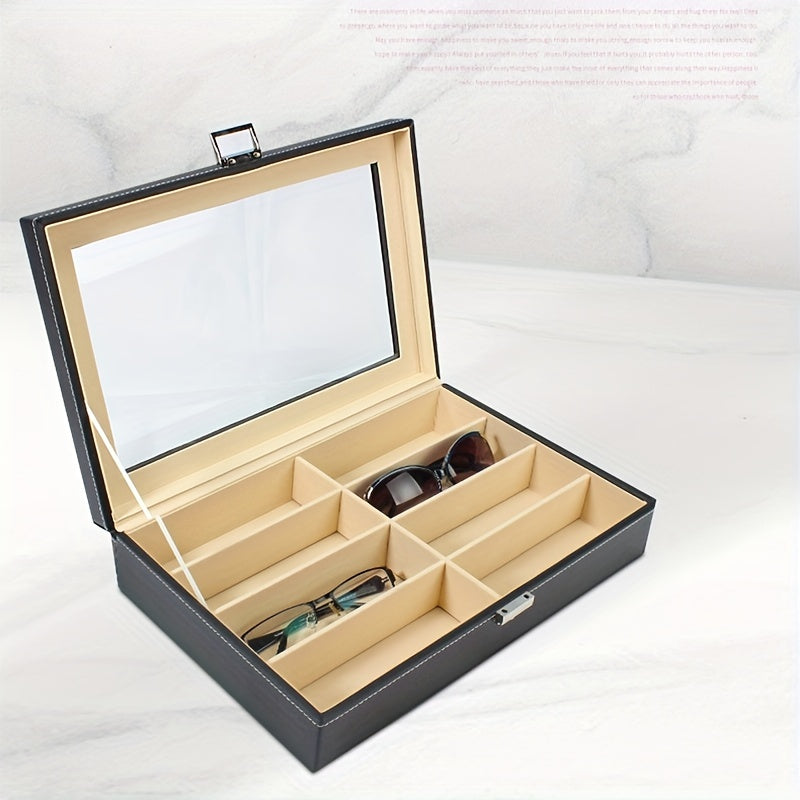 8 Grid PU Leather Sunglasses Storage Box