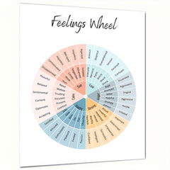 Feelings Wheel Poster Emotions Chart Therapy Decor
