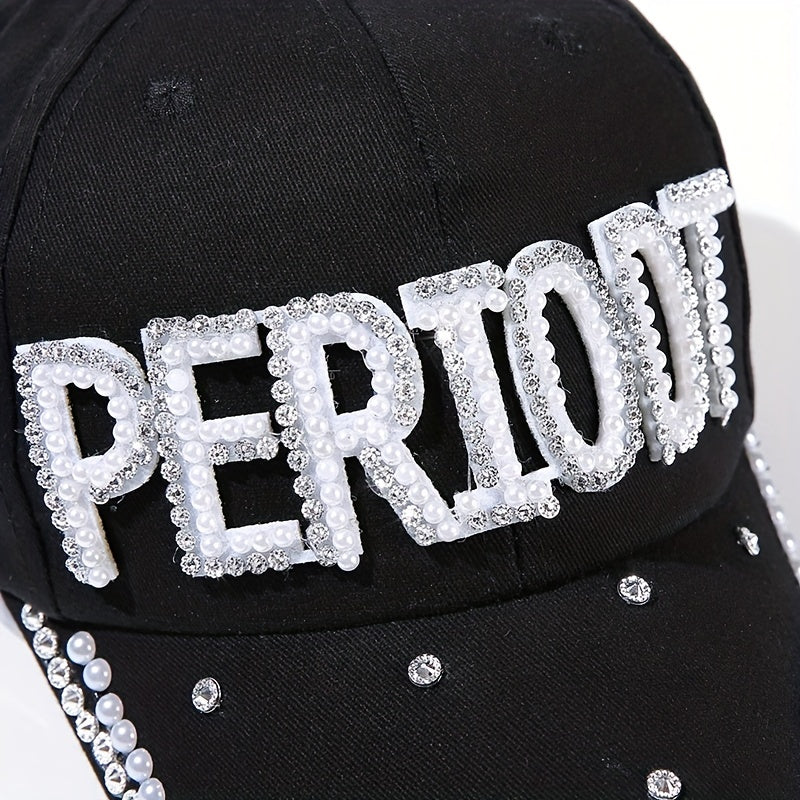 Faux Pearl Letter Baseball Cap Golf Sun Hat Lightweight Adjustable Sunscreen Dad