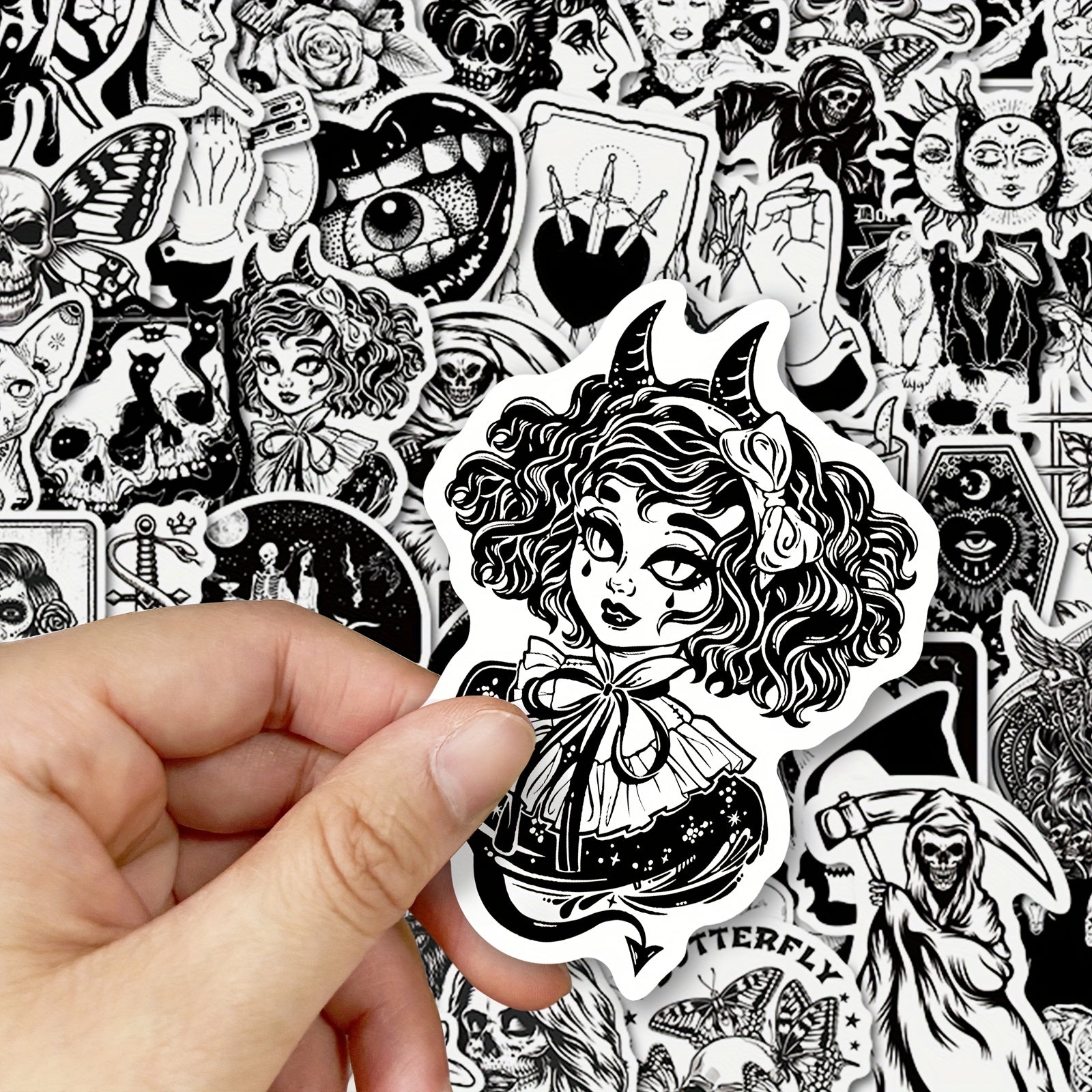 50pcs Gothic Stickers Pack Goth Waterproof Decals for Water Bottle Laptop