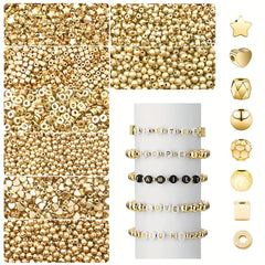 Gold Spacer Beads for DIY Jewelry Making - 100-400pcs Heart Star Round Square