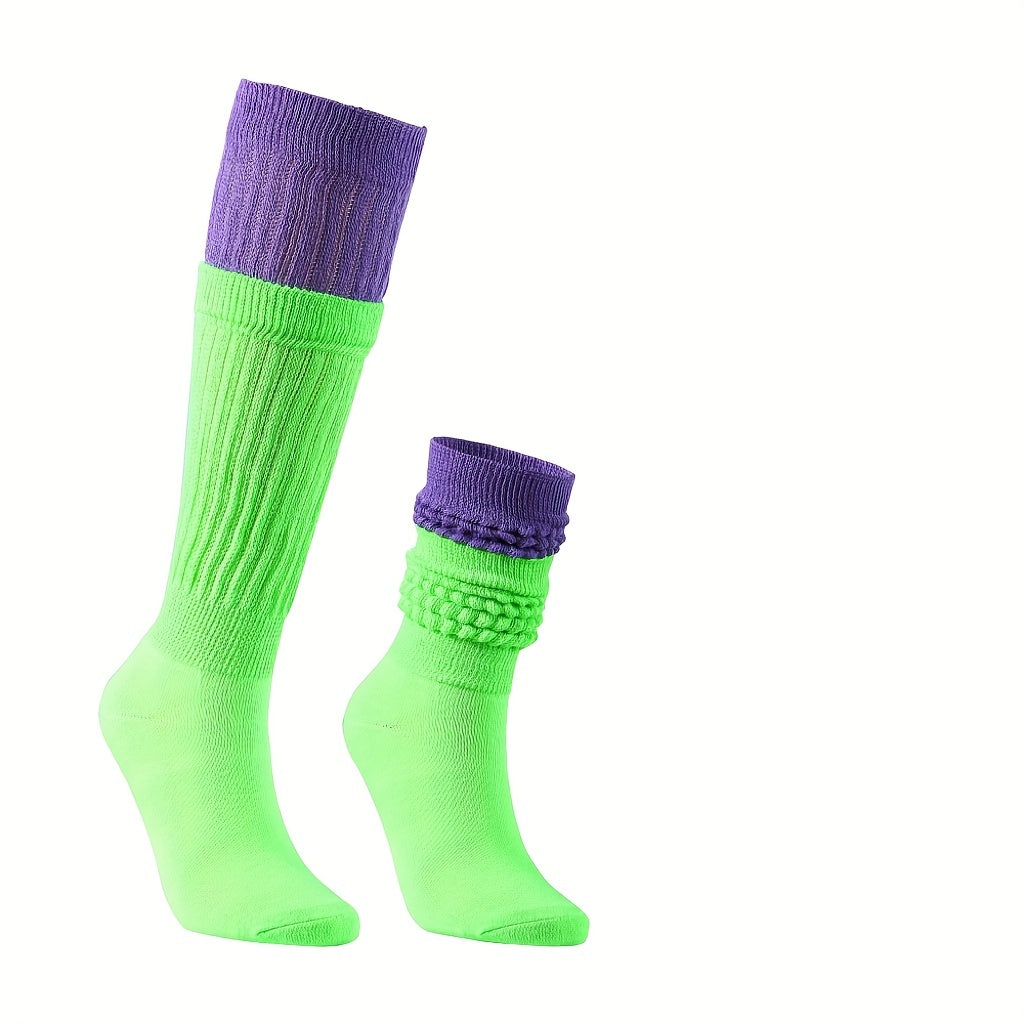 3 Pairs Colorblock Crew Socks Women's Stockings
