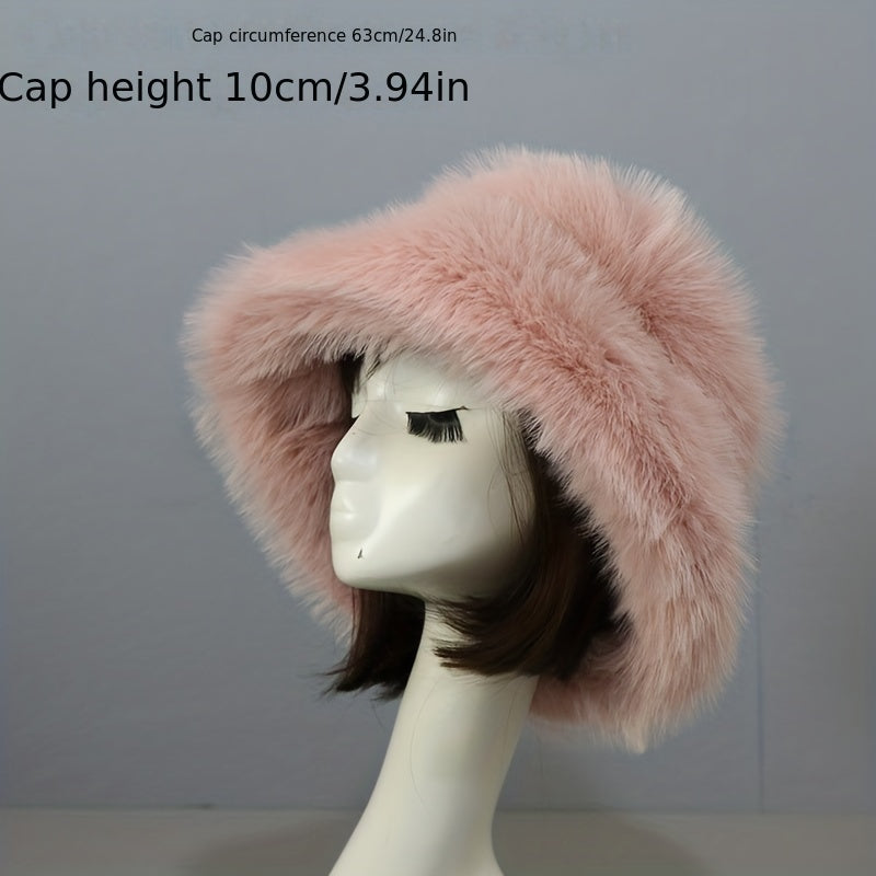 Plush Bucket Hat Winter Warm Basin Hat Windproof Ear Protection Fisherman Cap