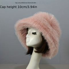 Plush Bucket Hat Winter Warm Basin Hat Windproof Ear Protection Fisherman Cap