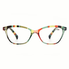 Women Reading Glasses Colorful Pattern Cat Eye Lightweight Flexible Spring Hinge