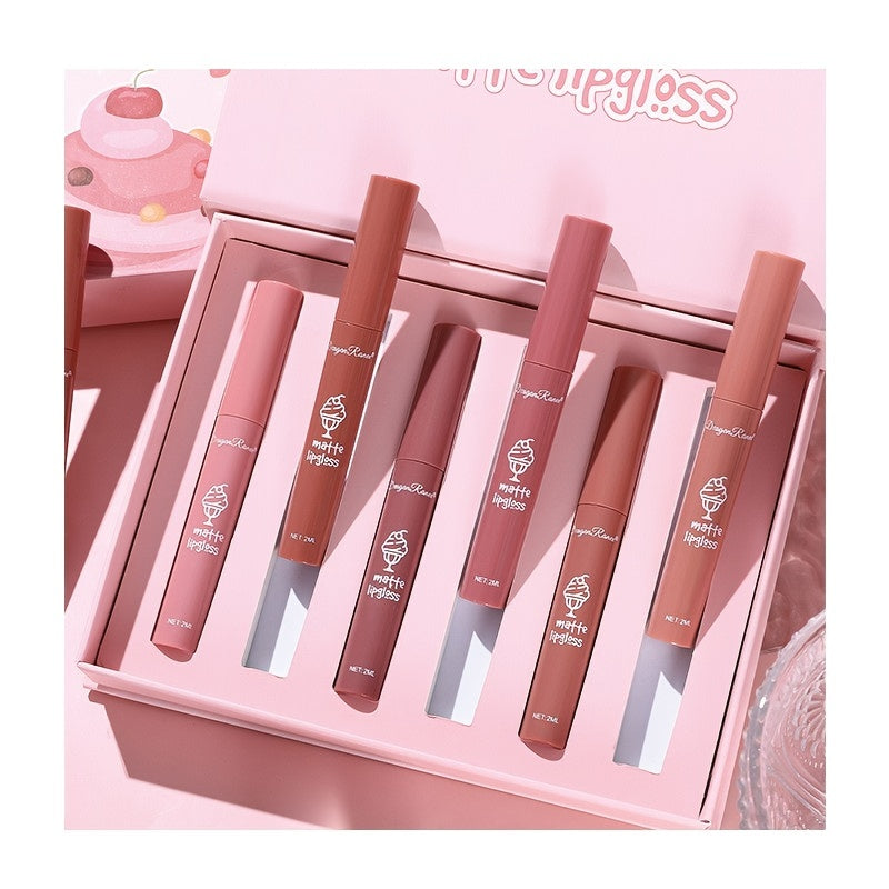 6-Piece Lip Glaze Set, Non-Stick Cup Nude Skin Lip Gloss