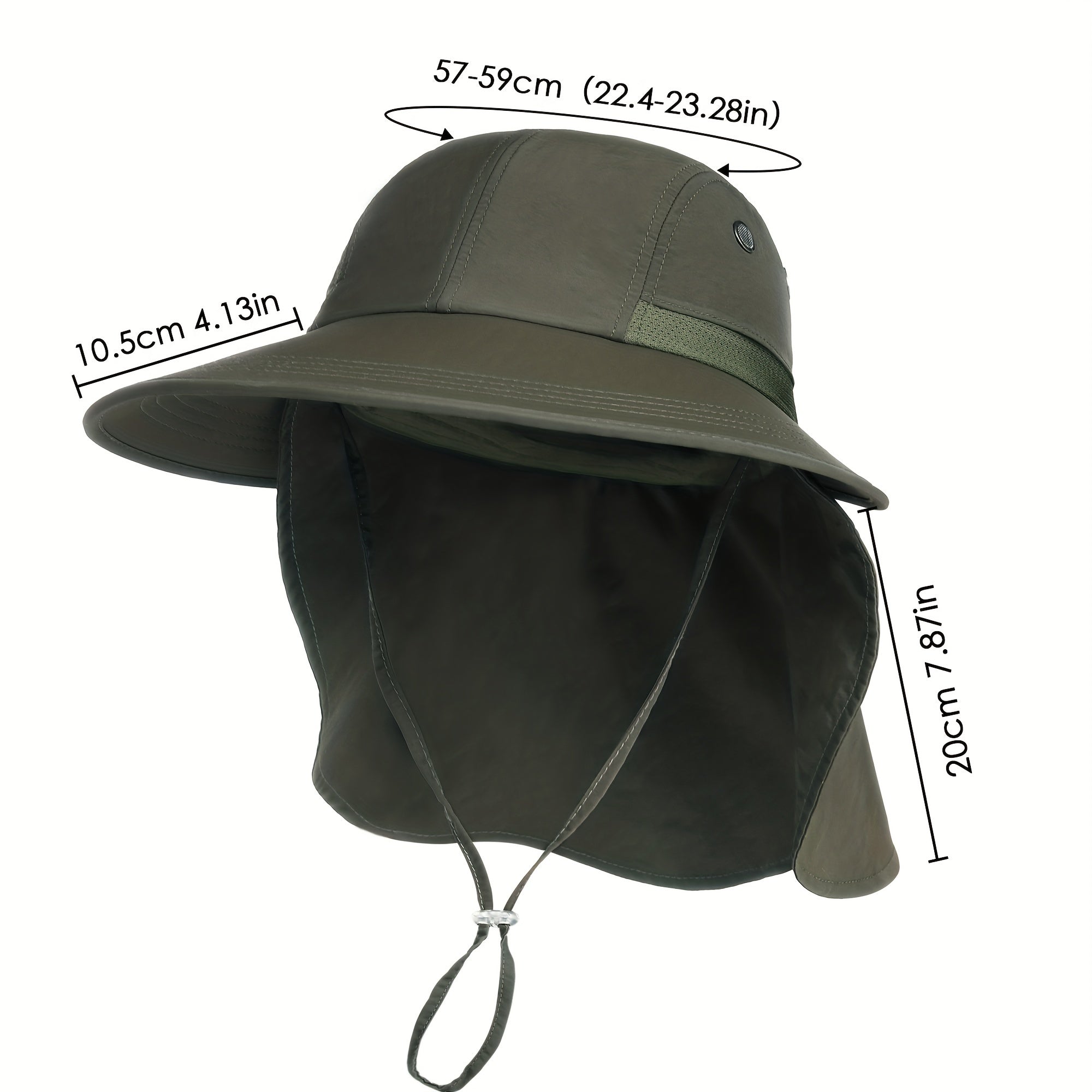 Wide Brim UPF 50 Sun Hat UV Protection Ponytail Bucket Hat With Neck Flap