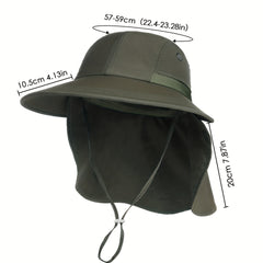 Wide Brim UPF 50 Sun Hat UV Protection Ponytail Bucket Hat With Neck Flap