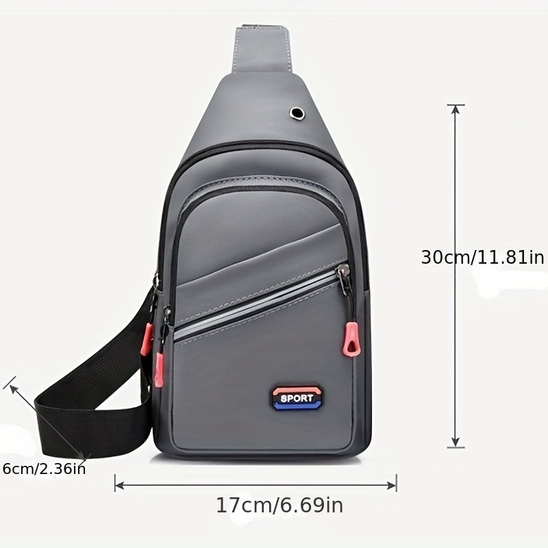 Men's Waterproof Crossbody Bag With Earphone Hole Large Capacity