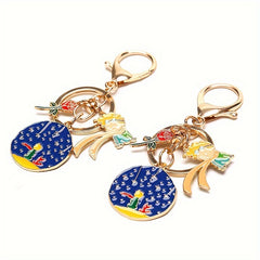 Metal Rose Keychain Starry Keychain Keyring Pendant Gift For Men Women